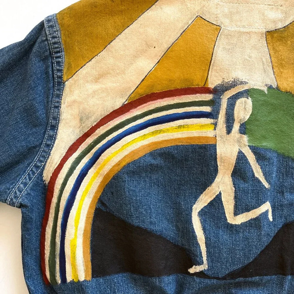 OOAK Imogene and Willie Hand Painted Cropped Denim Jacket Small - Picture 5 of 8